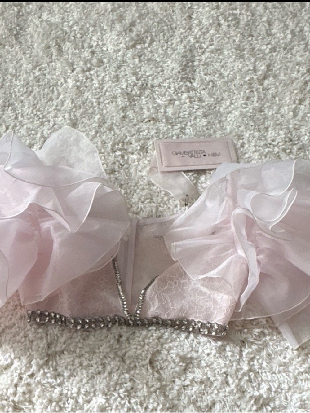 Giambattista Valli x H&M Pink Lace Rhinestone Top